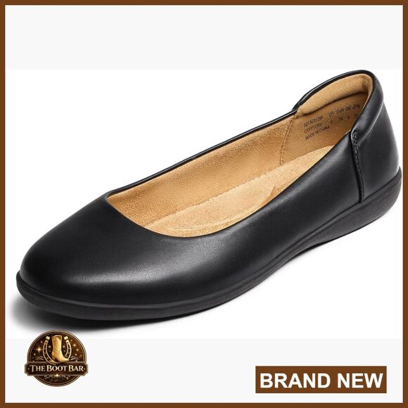 Shoes - Comfortable Ballet Flats for Work, Slip-On Round Toe Office Shoes
